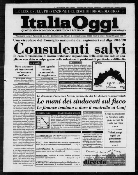 Italia oggi : quotidiano di economia finanza e politica